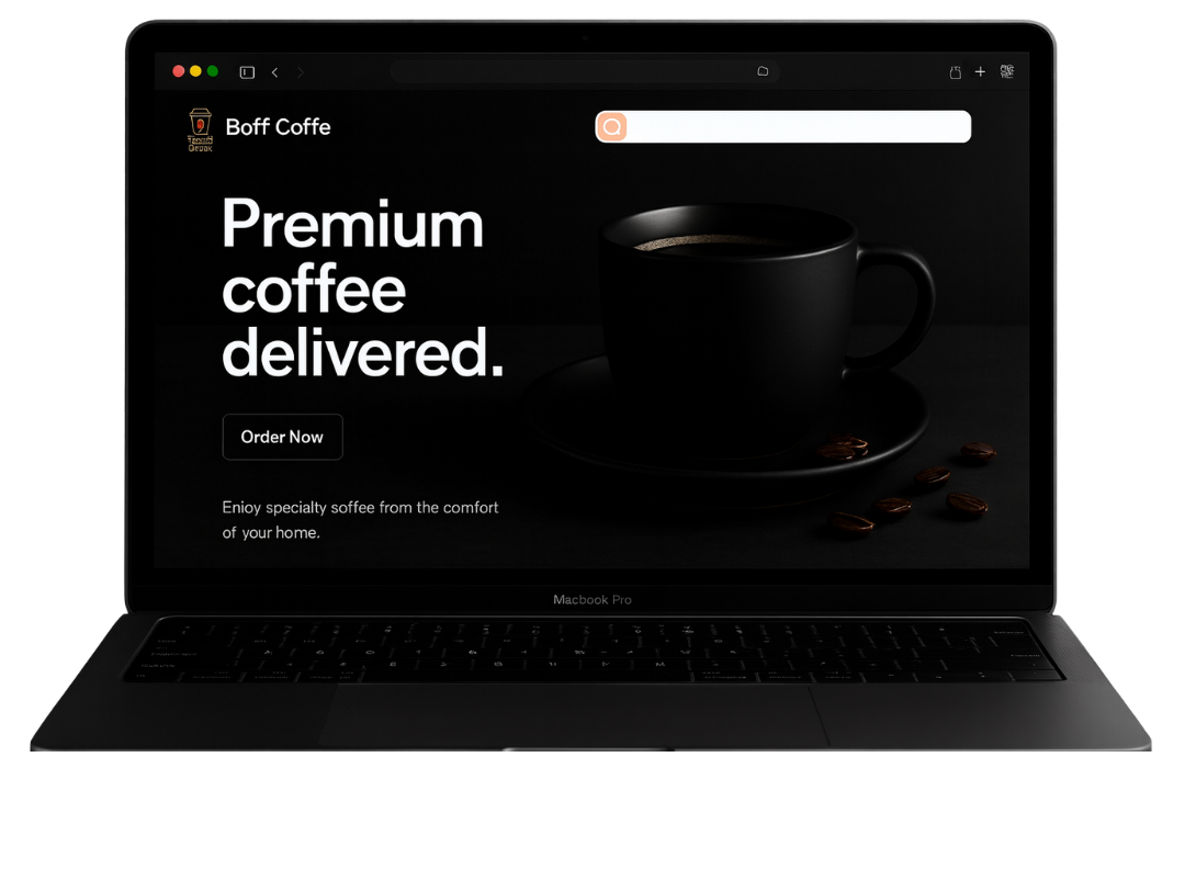 Portátil con la landing de Boff Coffee